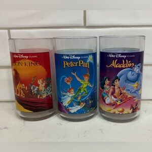 Lot of 3 Vintage 1994 Burger King Disney Collector Plastic Glasses. #3, #4, #8